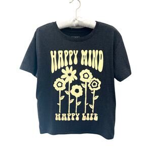 MODERN LUX | Happy Mind Graphic Tee Gray Yellow Flowers | Large
